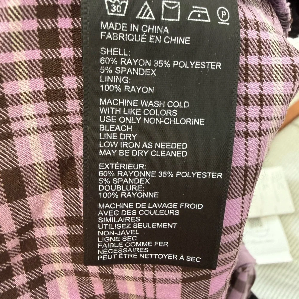 Urban Outfitters Purple Plaid zippered pants | cigarette style pants size 2